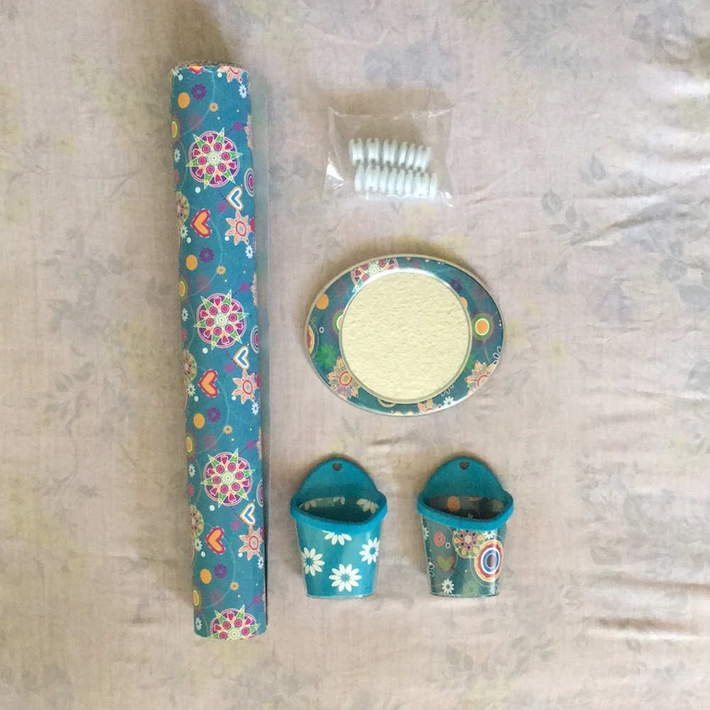 TotallyMe! Locker Magnetic Pen Holders & Mirror & Wallpaper Blue Heart Print